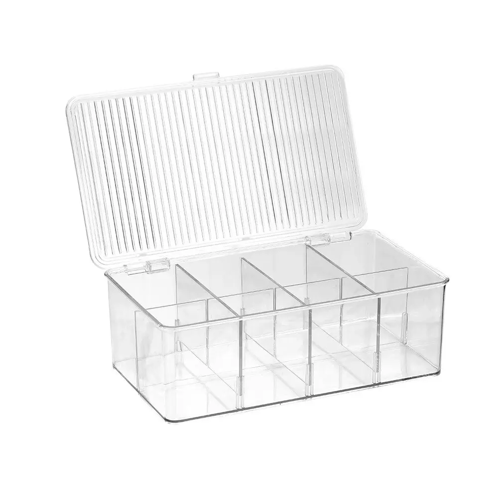 2PK Boxsweden 27.5x17cm Crystal Hinged 8-Section Container Organiser Storage