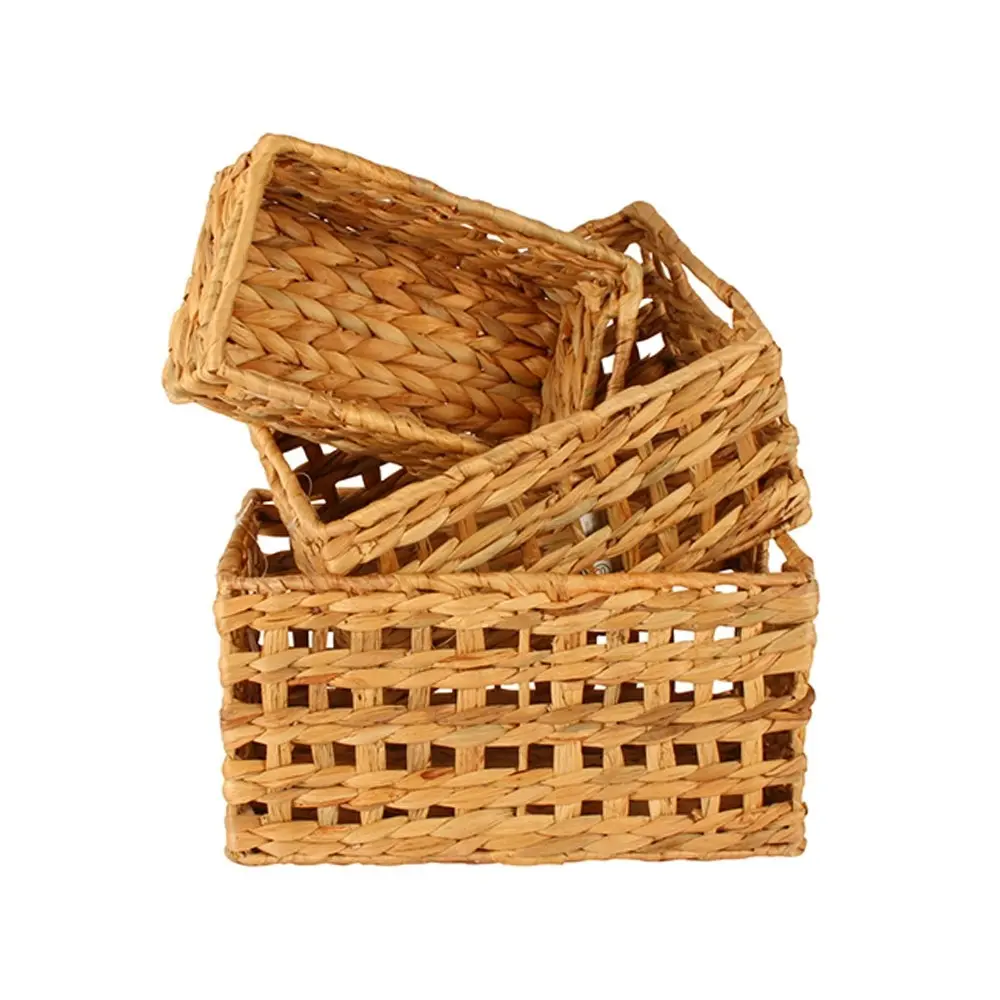 3pc Maine & Crawford Cressida 25/30/35cm Water Hyacinth Basket Storage Natural