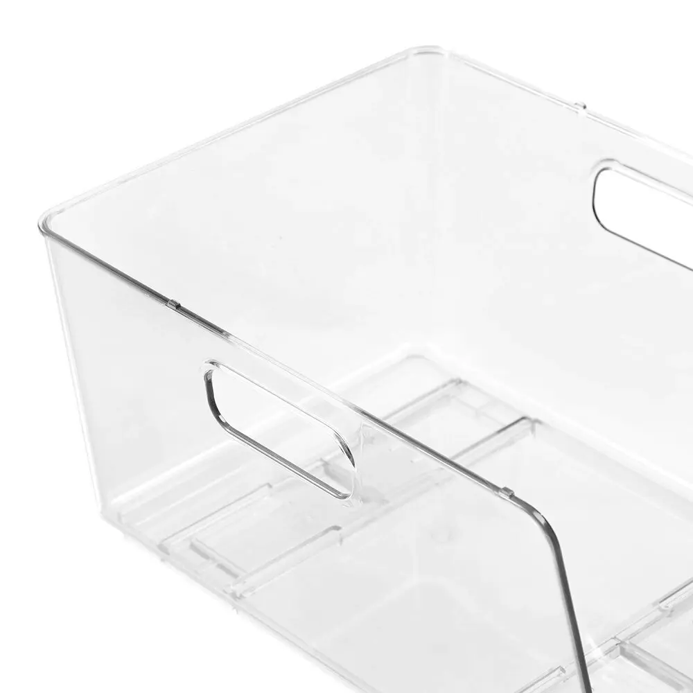 12x Boxsweden Crystal Stacking Bin Storage Home Organiser w/Handle 30x22cm Clear