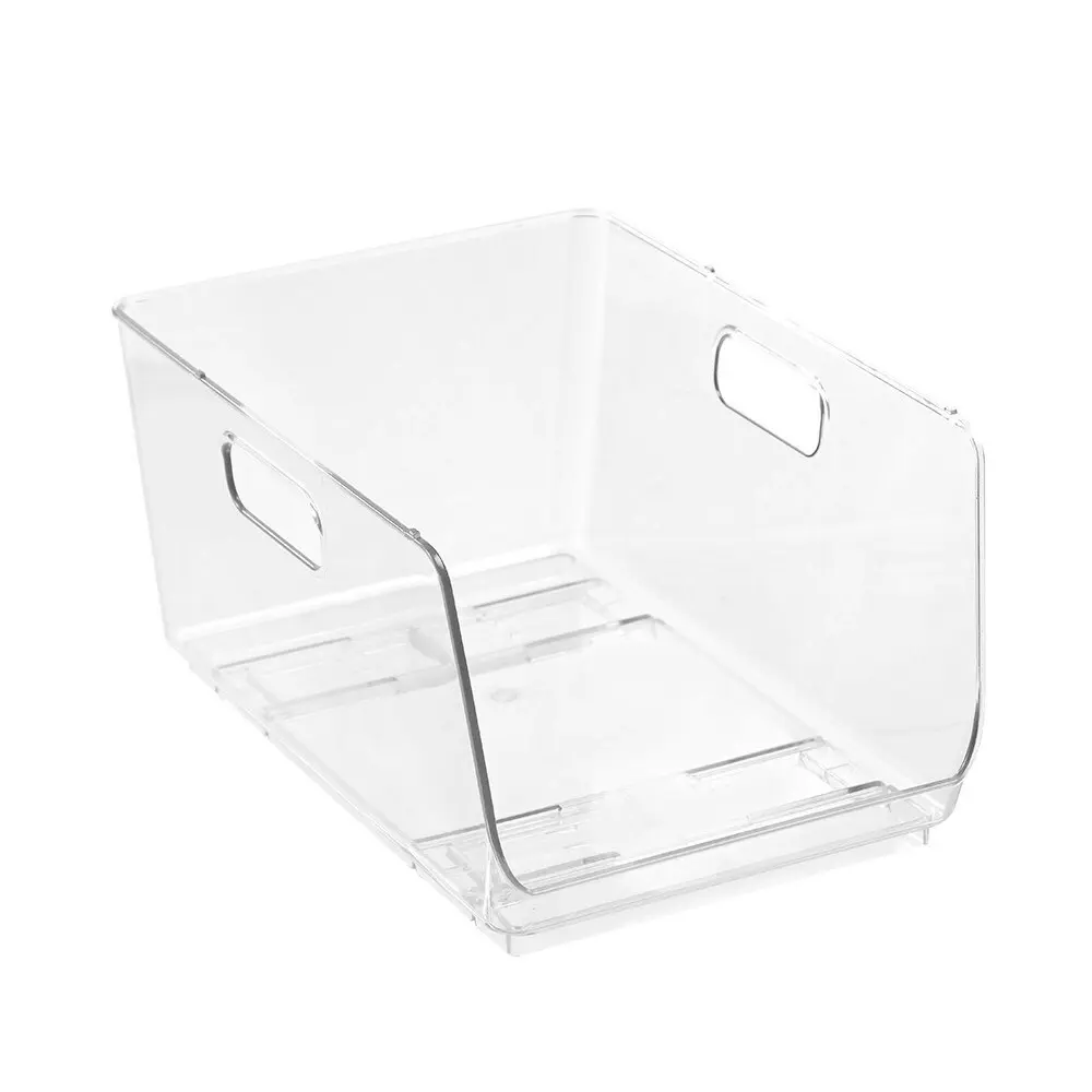 12x Boxsweden Crystal Stacking Bin Storage Home Organiser w/Handle 30x22cm Clear