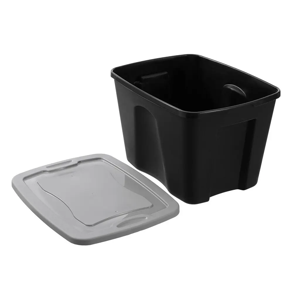 10x Boxsweden Garaz Eco 68L/59cm Storage Box Home Organser Rectangle w/Lid Black