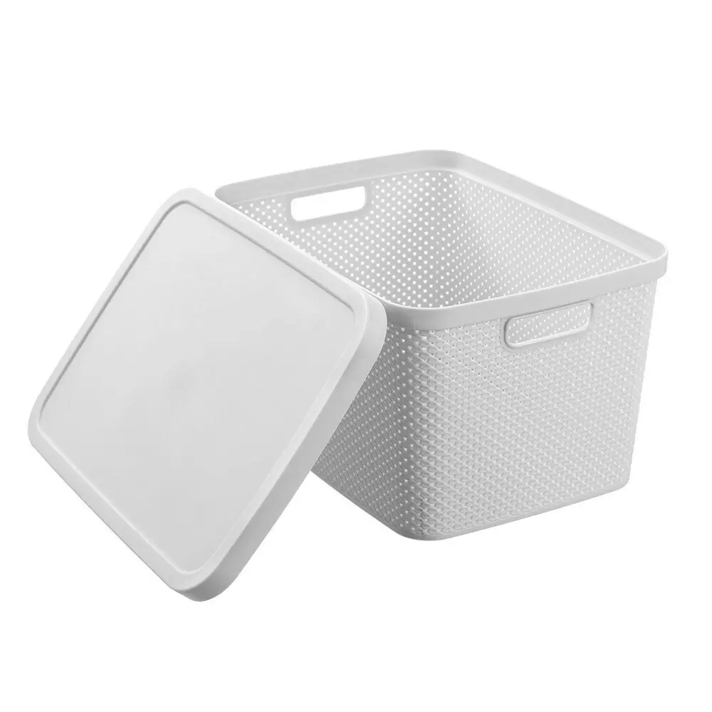 6x Boxsweden Aero Lidded Storage Carry Basket Home Organiser 19L/38.5cm Assort