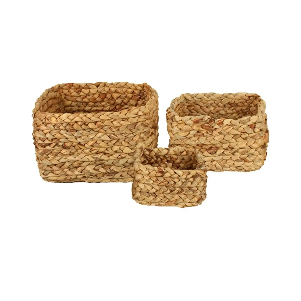 3pc Maine & Crawford Carlos 20/25/30cm Woven Storage Basket Organiser Natural