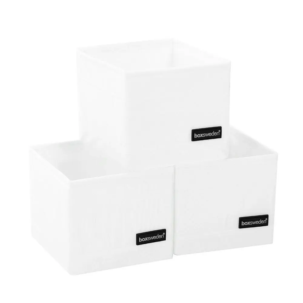 2x 3PK Boxsweden Kloset 14cm Storage Cube Wardrobe/Closet Square Organiser White