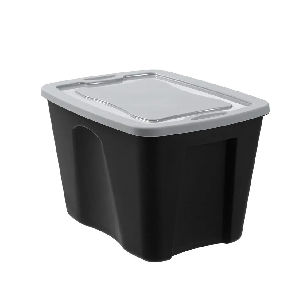 12x Boxsweden Garaz Eco 38L/49cm Storage Box Home Organser Rectangle w/Lid Black