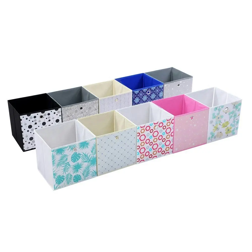 6x Boxsweden Collapsible Mode Patterned Foldaway Cube 29x29x29cm Assorted