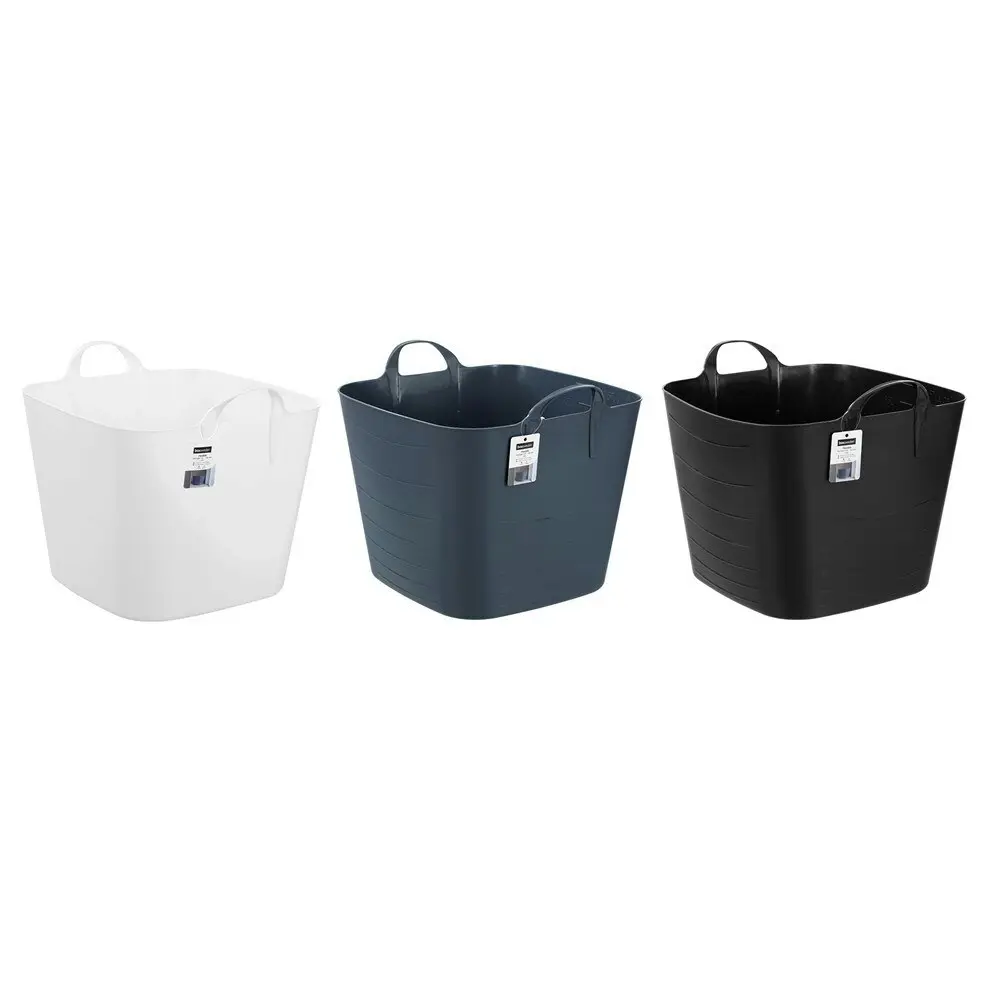 6x Boxsweden Square Flexible Tub 40L Storage Home Organiser w/ Handle Assorted