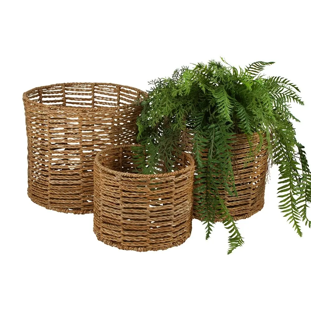 3pc Maine & Crawford Arltunga 25/30/35cm Seagrass Basket Storage Set Natural