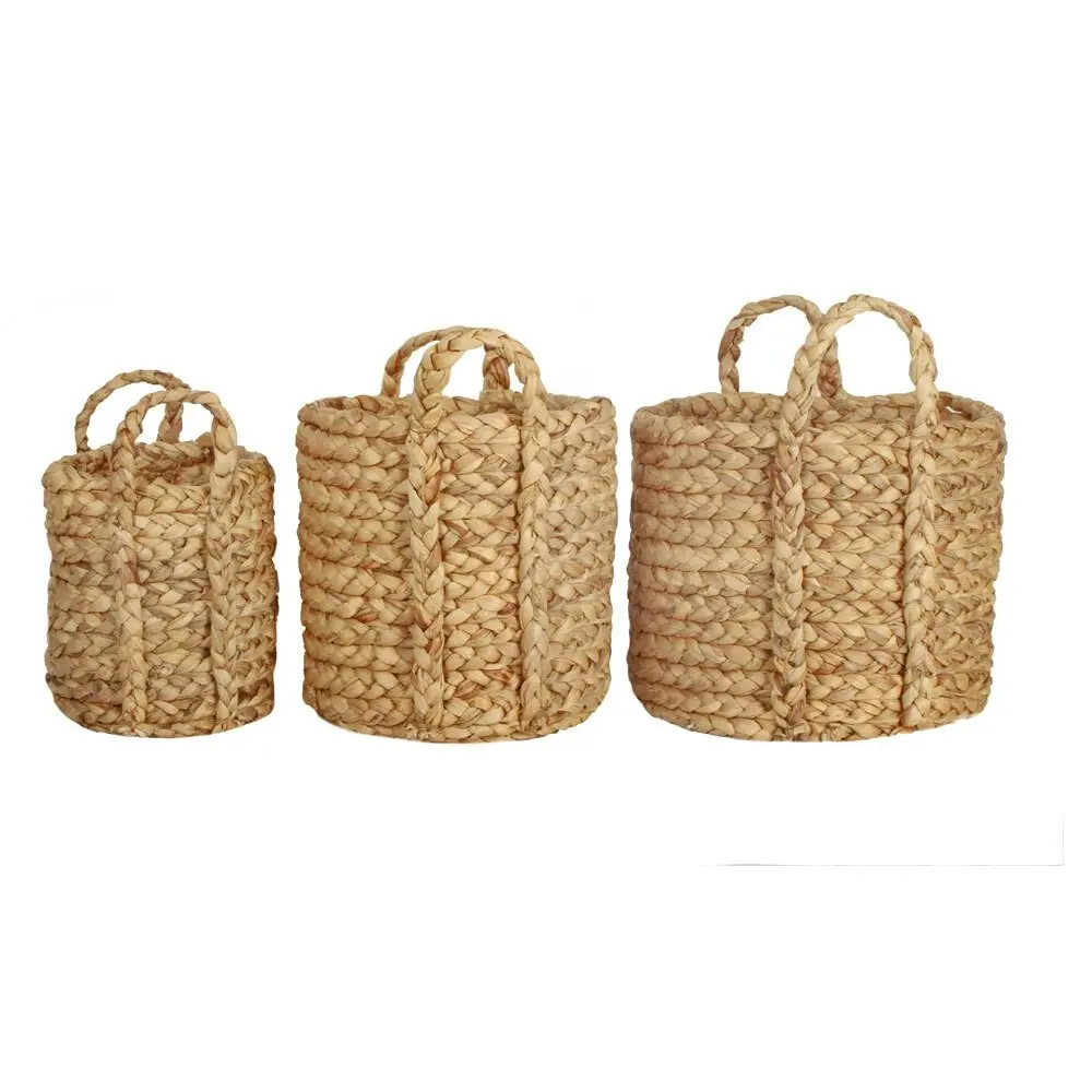 3pc Maine & Crawford Carlos 10/20/30cm Square Woven Storage Basket Set Natural