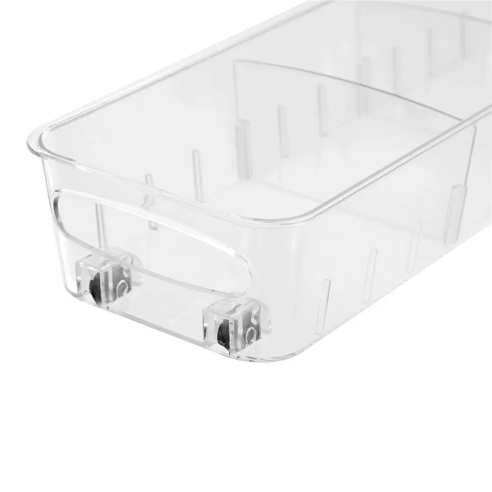 24x Boxsweden Crystal Roll Out Tray Storage Organiser w/ Dividers 38x12.5cm CLR