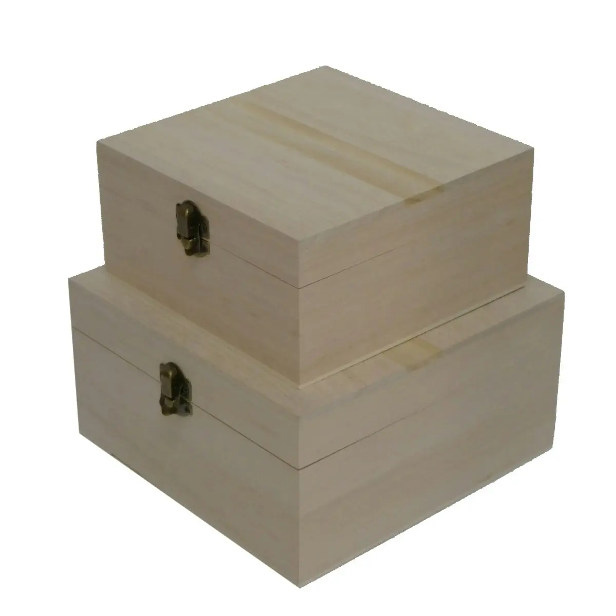 2x 2pc Boyle Craftwood LRG/Small Square Storage Box w/ Catch Organiser/Container