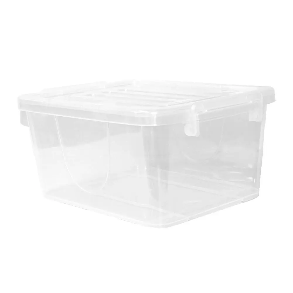 24x Boxsweden 5L Storage Box Home/Room Organiser w/Clip Lock Lid Rectangle Clear