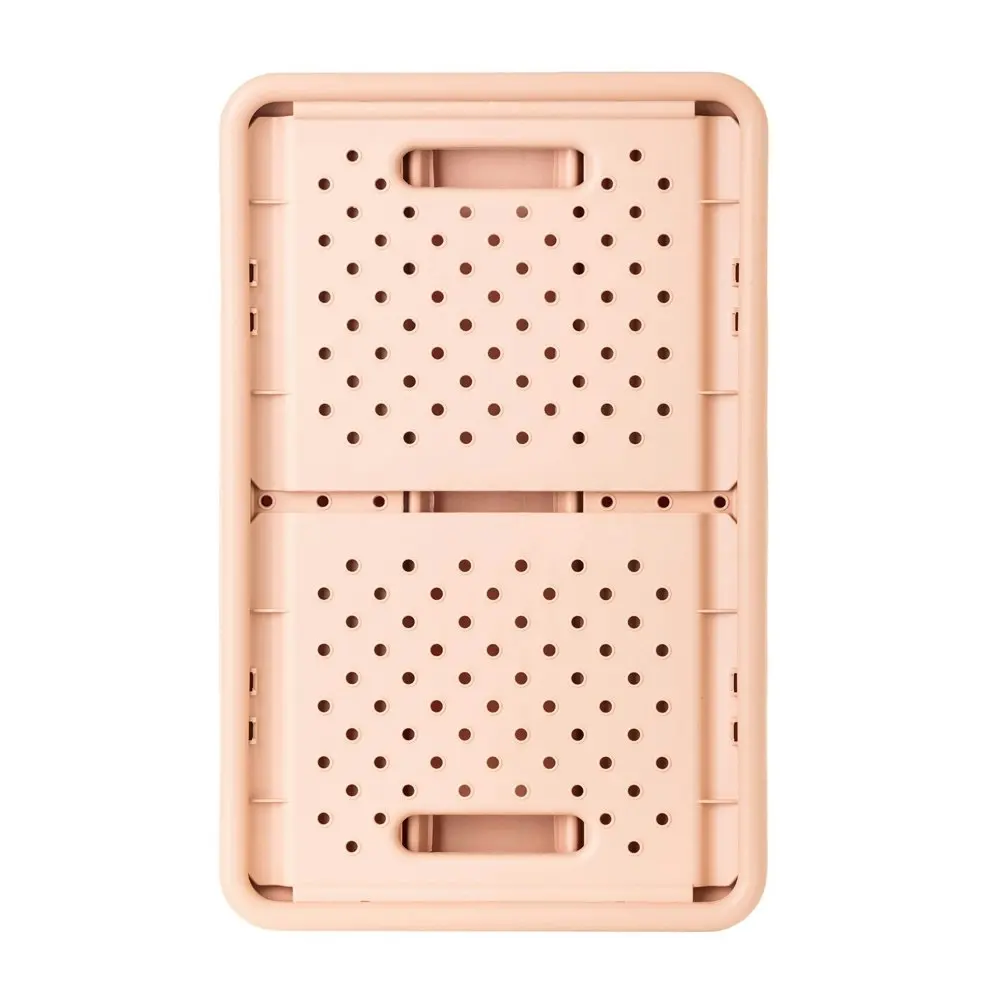 2x Vigar Compact 11.3L Plastic Foldable Crate Office Storage Basket Peach Pink