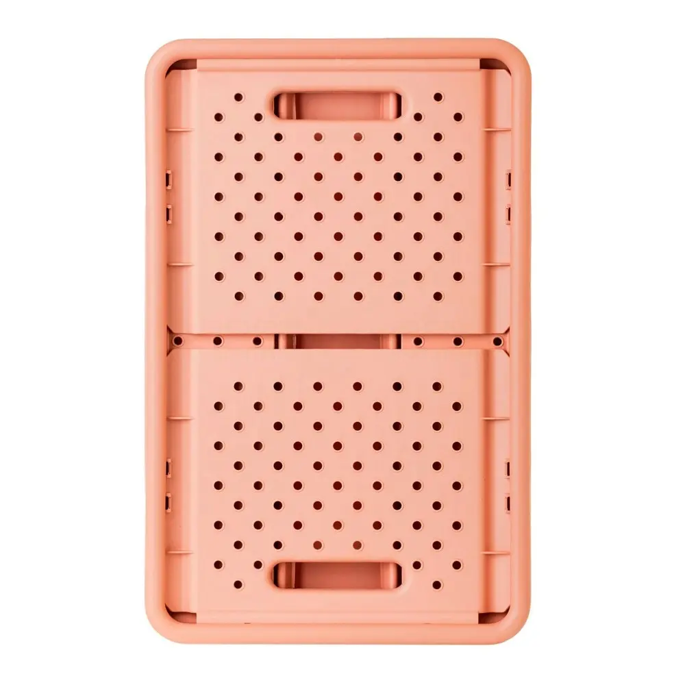 2x Vigar Compact 11.3L Plastic Foldable Crate Home Basket Storage Sunrise Orange