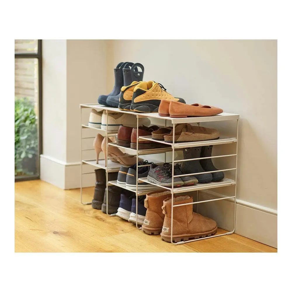 Joseph Joseph Level Plus Adjustable Triple Shoe Rack 51cm Organiser Storage Ecru