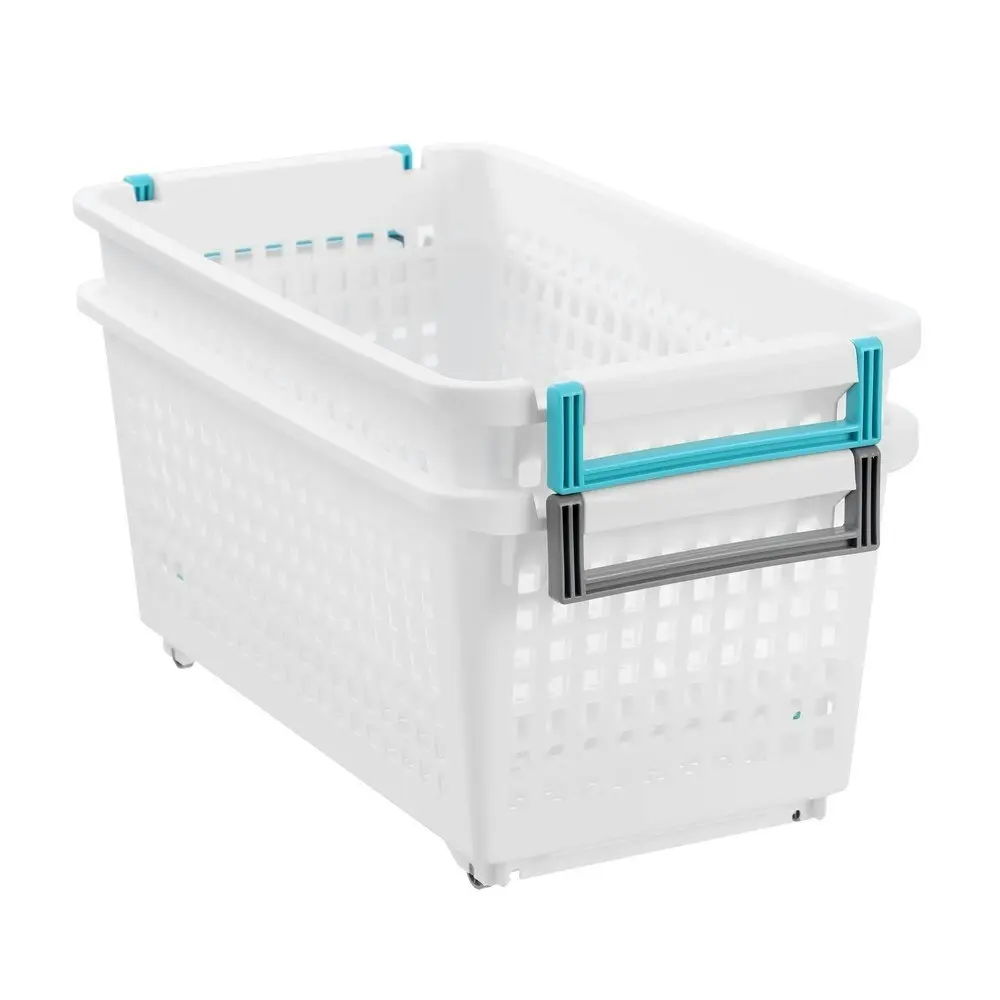 2x Boxsweden Durable Stacking Storage Basket Large 24L 54x29.5x24cm Assorted