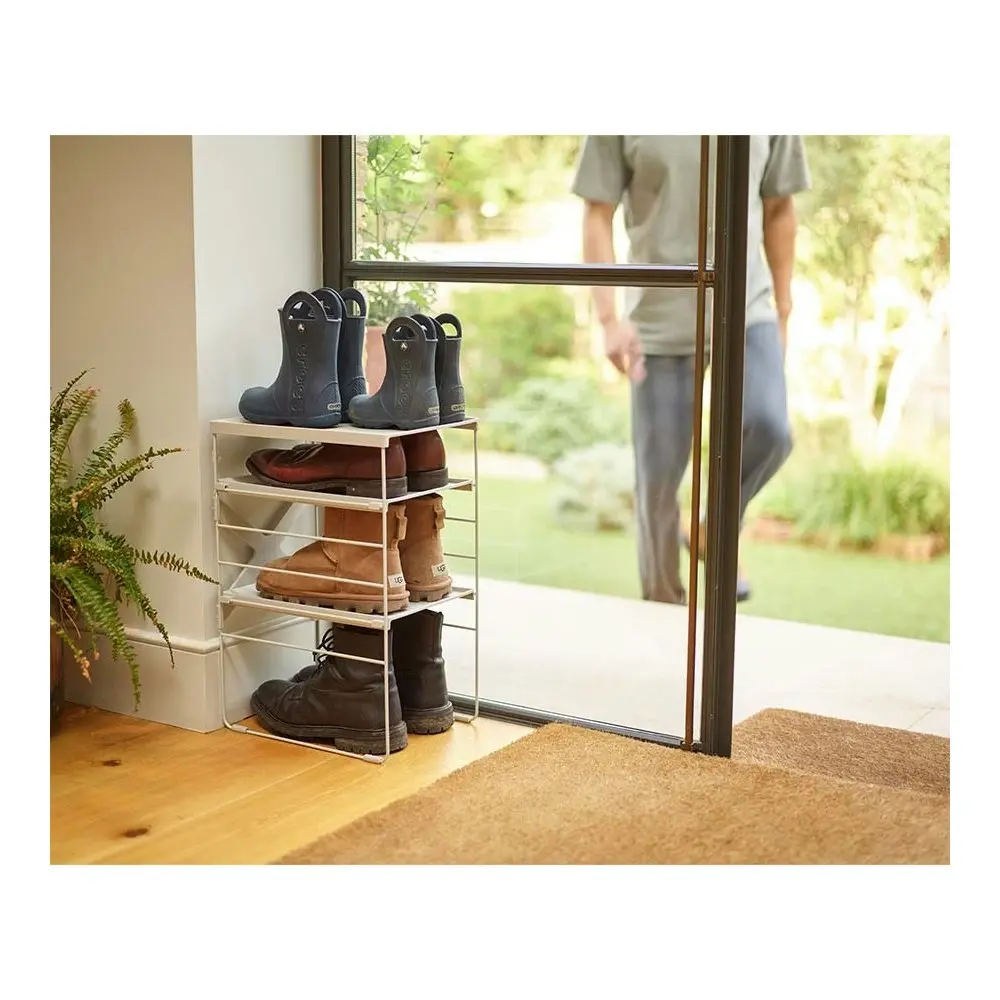 Joseph Joseph Level Adjustable Single Shoe Rack Steel 51cm Storage Shelf Ecru