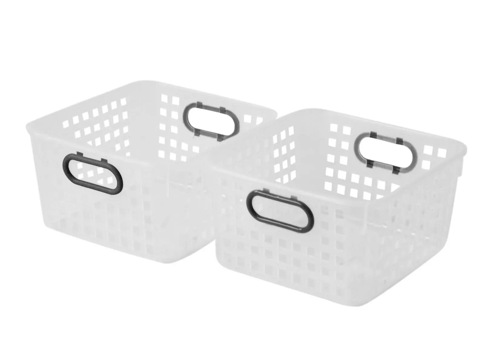 6x Home Leisure Square Basket W/Handles Clear Laundry Floor Cleaning Home Set