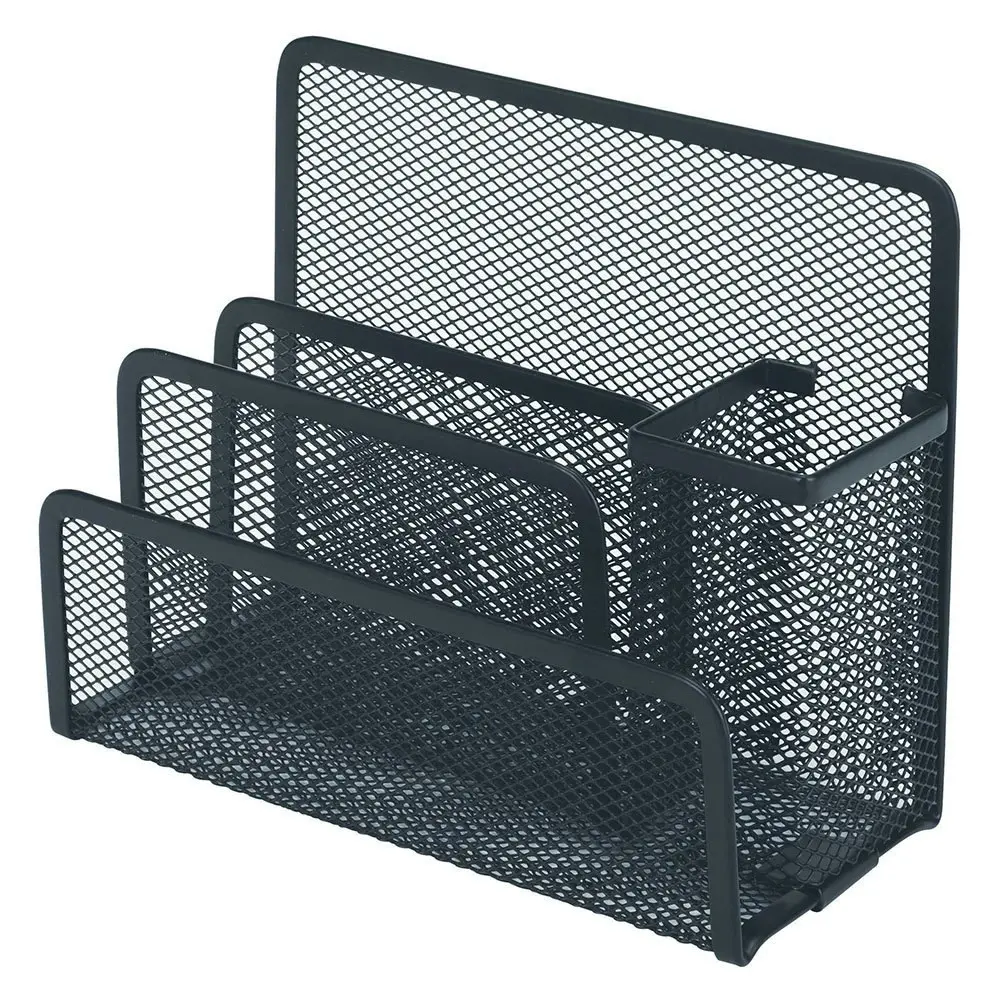 2x Esselte Steel Mesh Desk Workspace Home Office Pen Stationary Organiser Black