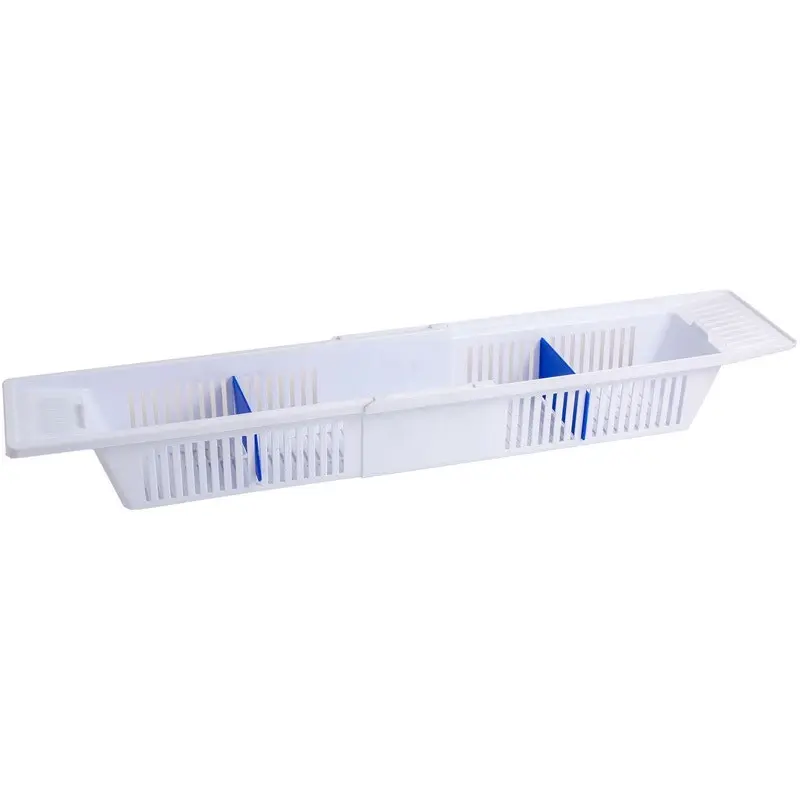 2x Hello Sunshine Extendable 57.5-80cm Divided Bath Tub Storage Caddy White