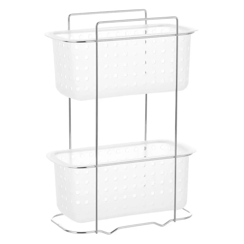 2x Boxsweden 2 Tier Bathroom Rack Standing Storage Organiser Stand Frosted Clear