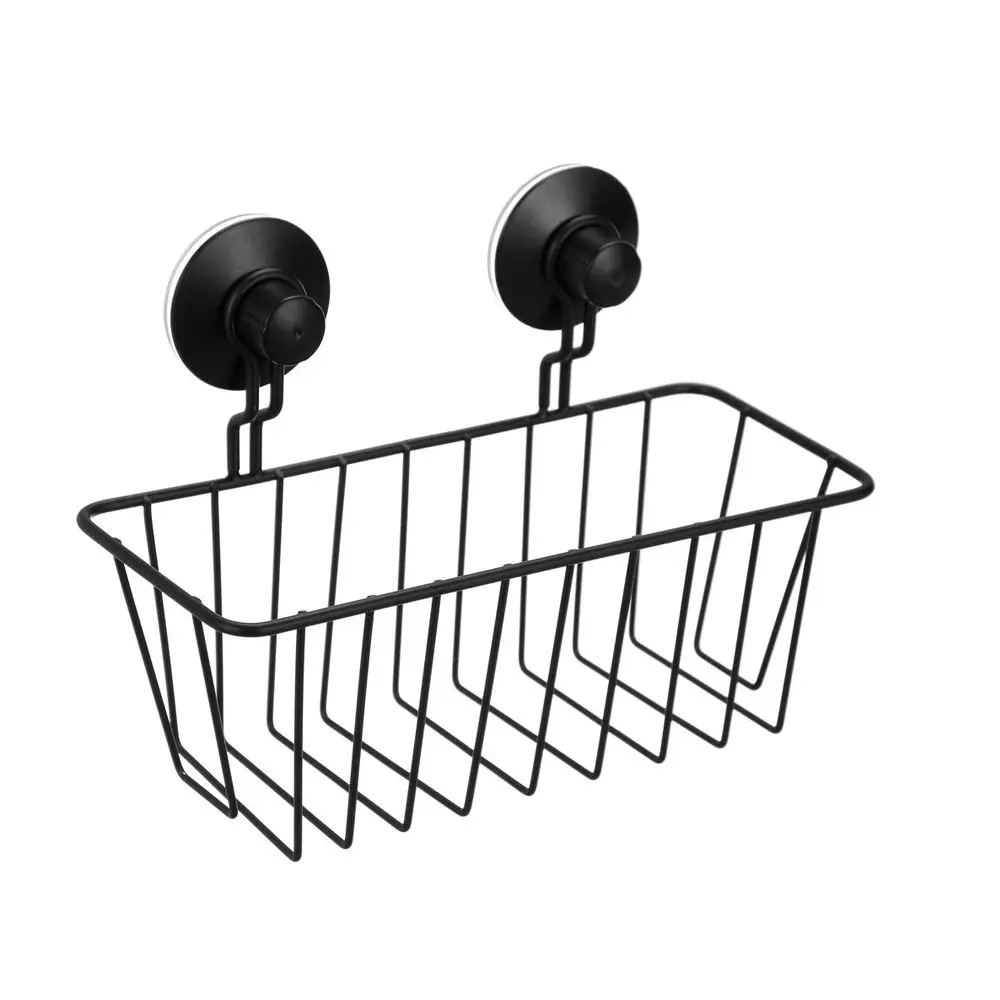 2x Bathroom Rectangle Wall Suction Cup Rack Shower Caddy Organiser Holder BLK