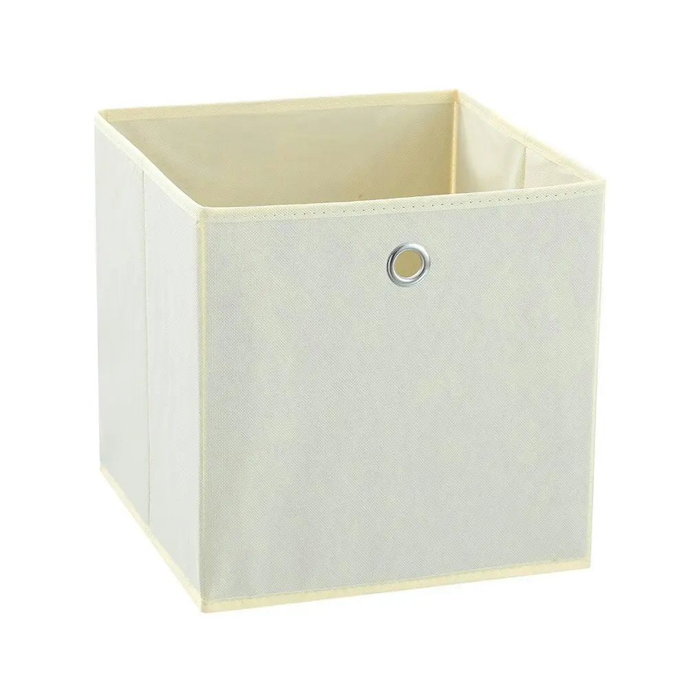 6x Boxsweden Collapsible Mode Foldaway Cube 29x29x29cm Beige/Navy Assorted