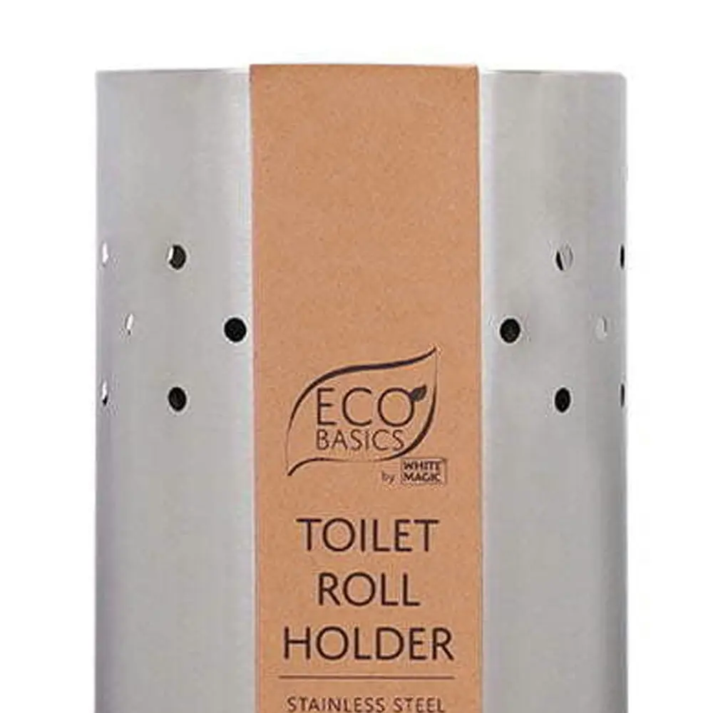 Eco Basics Stainless Steel Toilet/Bathroom Roll/Tissue Holder Storage Silver