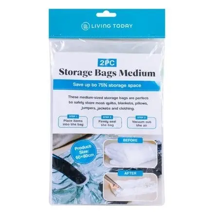 10pc Living Today Vacuum Seal Clothing/Bedding Storage Bags Medium 60x80cm