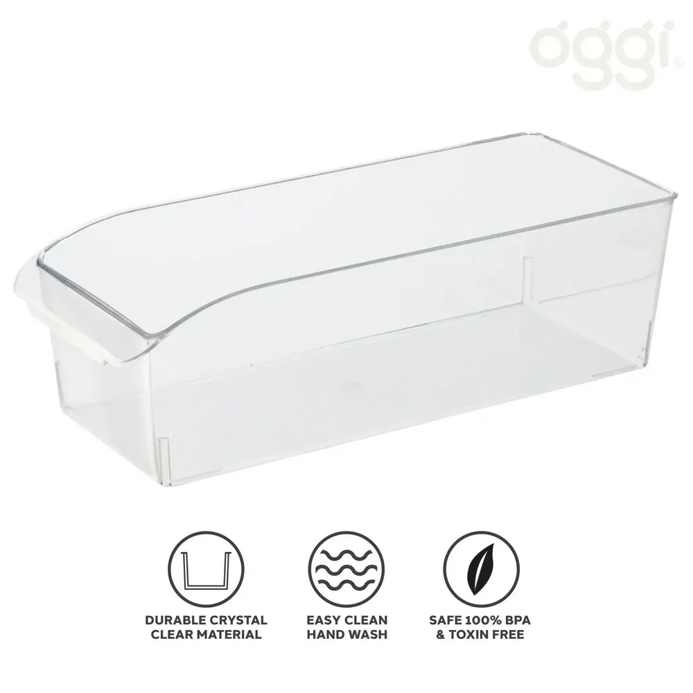 Oggi 36x14cm Storage Bin Food Pantry/Fridge Organiser w/Finger Grip Handle Clear