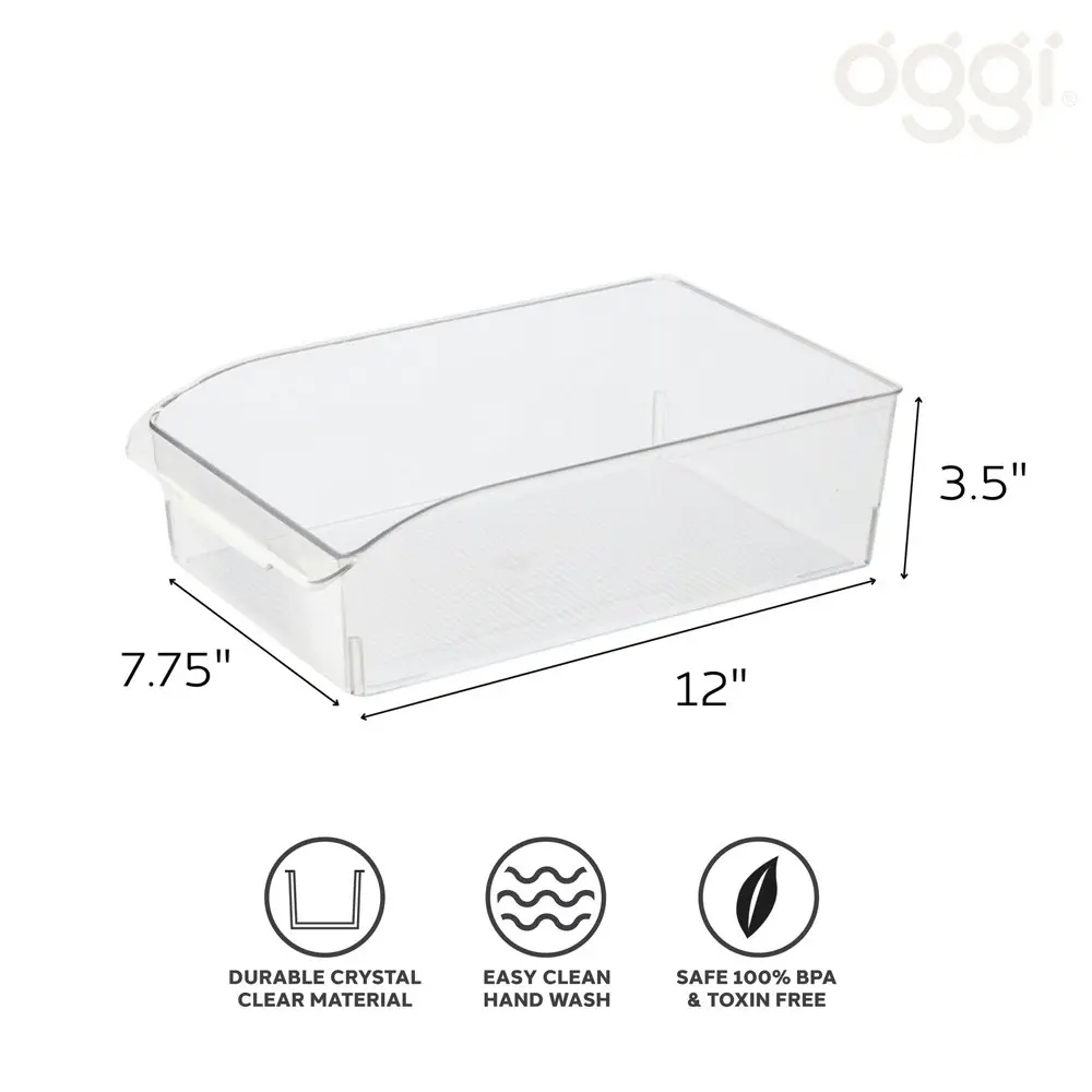 Oggi 36x20cm Storage Bin Food Pantry/Fridge Organiser w/Finger Grip Handle Clear