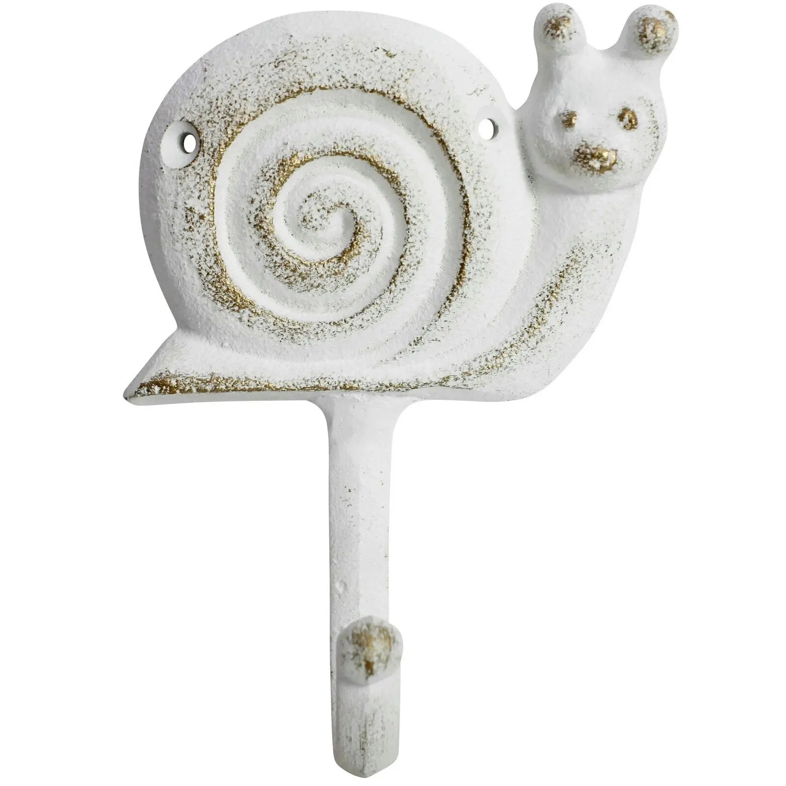 2x Snail Hook Metal 13.5cm Wall Hanging Decor Keys/Bags Hanger Organiser White