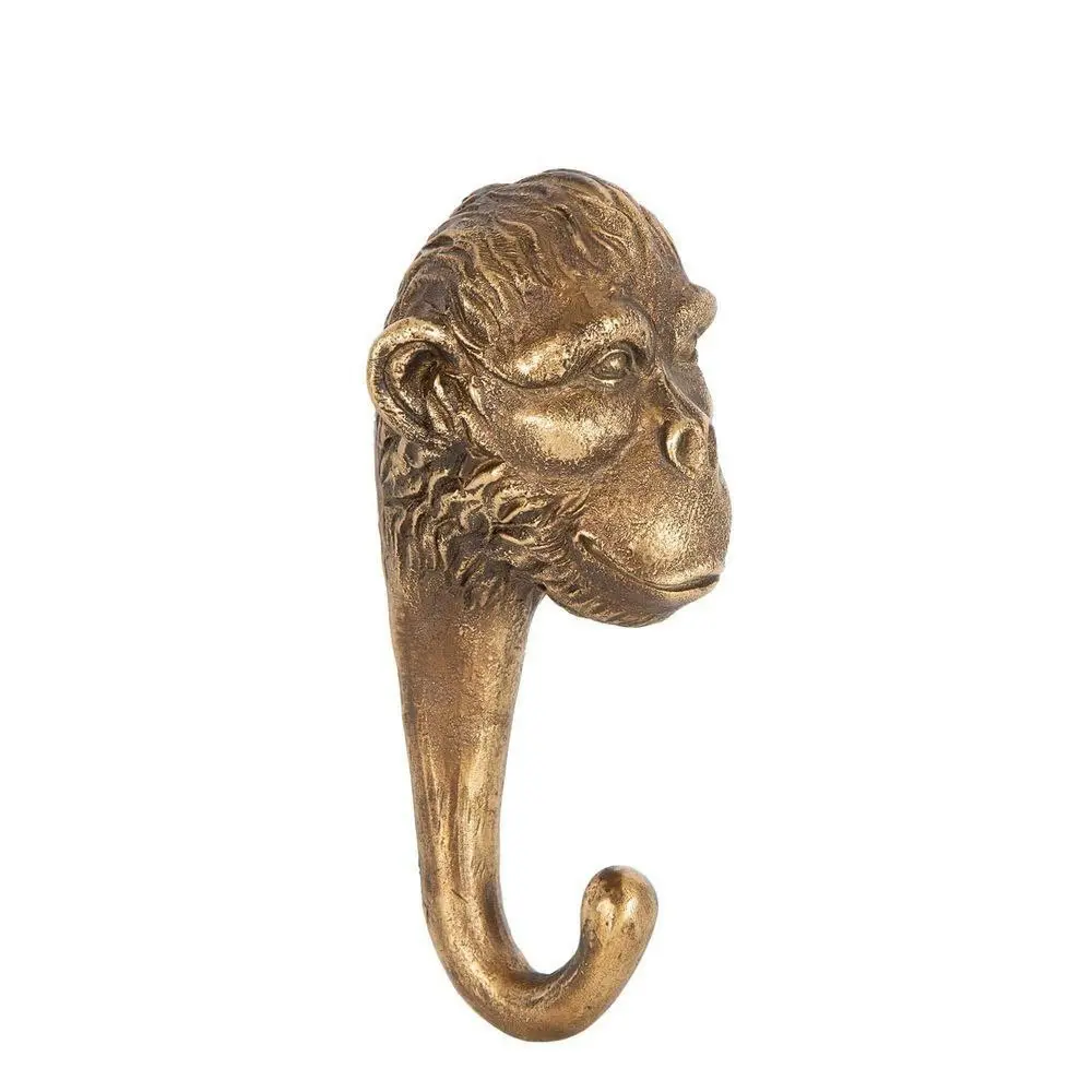 Belle Polyresin Monkey Head Wall Hook Hanger Home Organiser 16.5x7cm Bronze