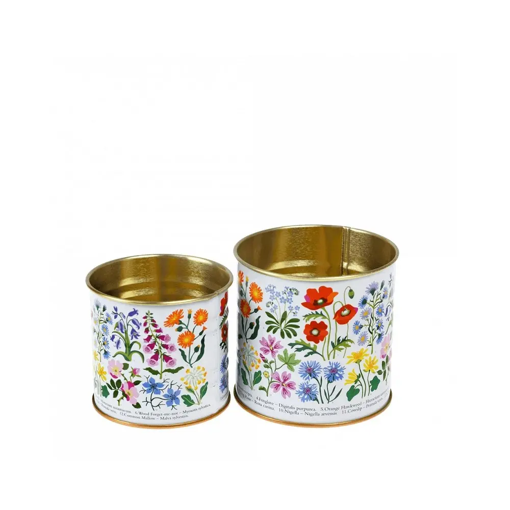 3x 2pc Rex London Mini Storage Tin Set Tabletop Desk Decor Round Wild Flowers