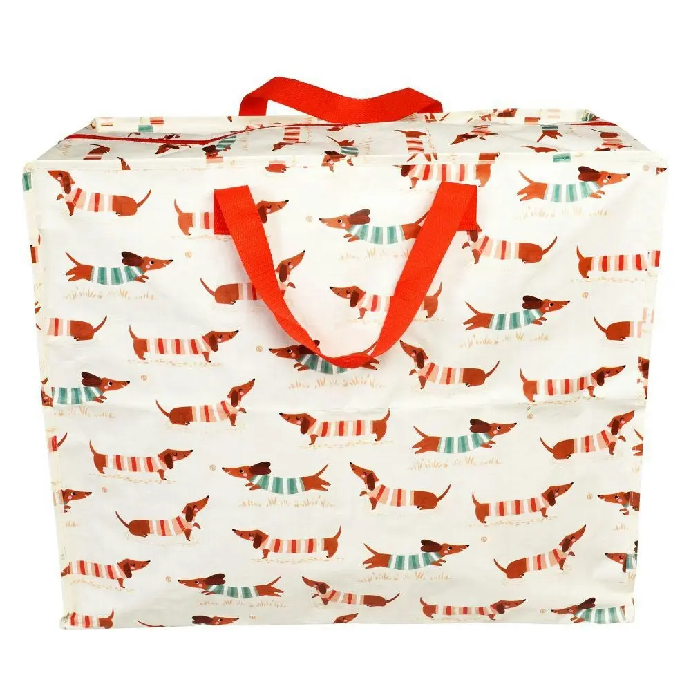 3x Rex London Jumbo Storage Bag Organiser w/ Zip Closure 58x48cm Sausage Dog