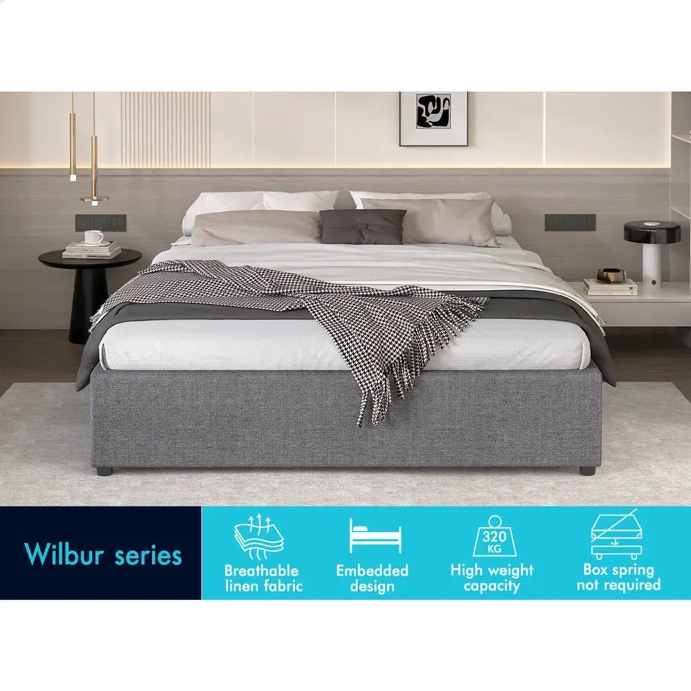 Alfordson Bed Frame Queen Size Gas Lift Storage Mattress Base Grey WILBUR