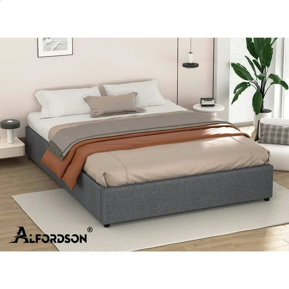 Alfordson Bed Frame Queen Size Gas Lift Storage Mattress Base Grey WILBUR