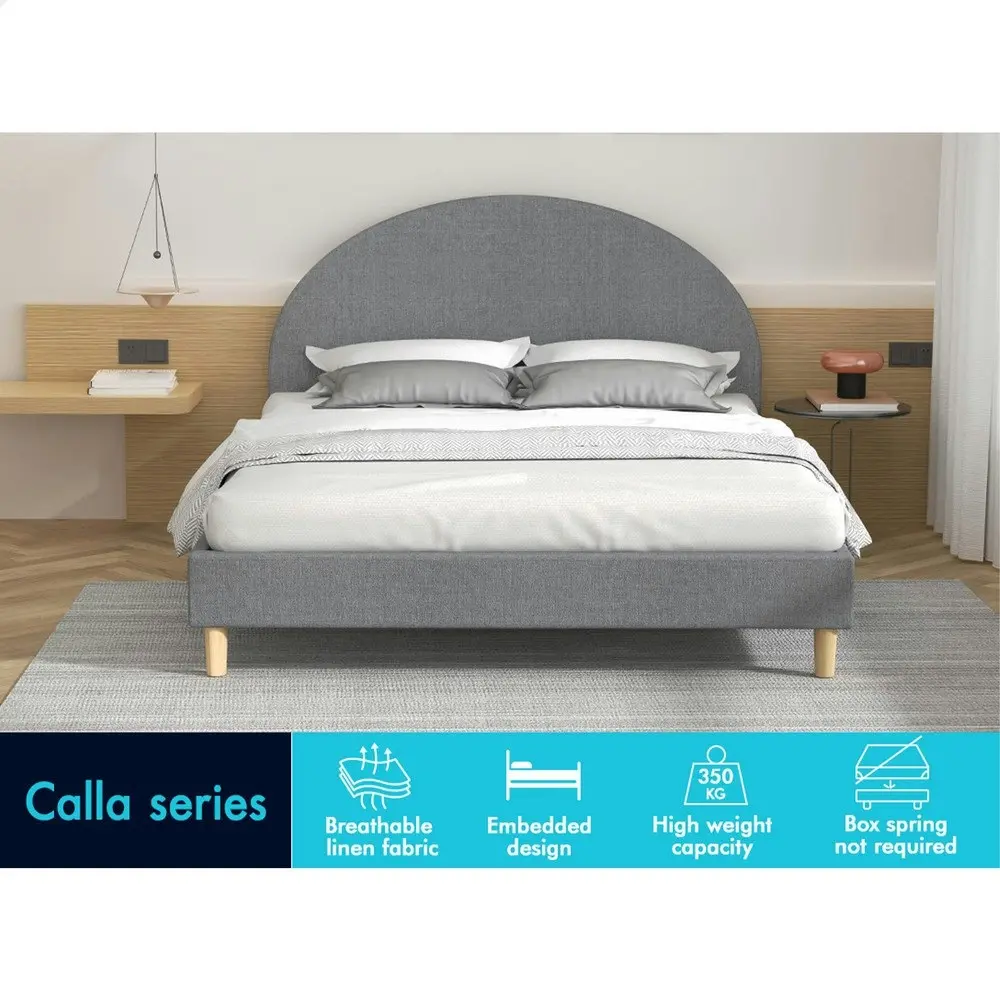 Alfordson Bed Frame King Size Mattress Base Platform Grey Fabric CALLA