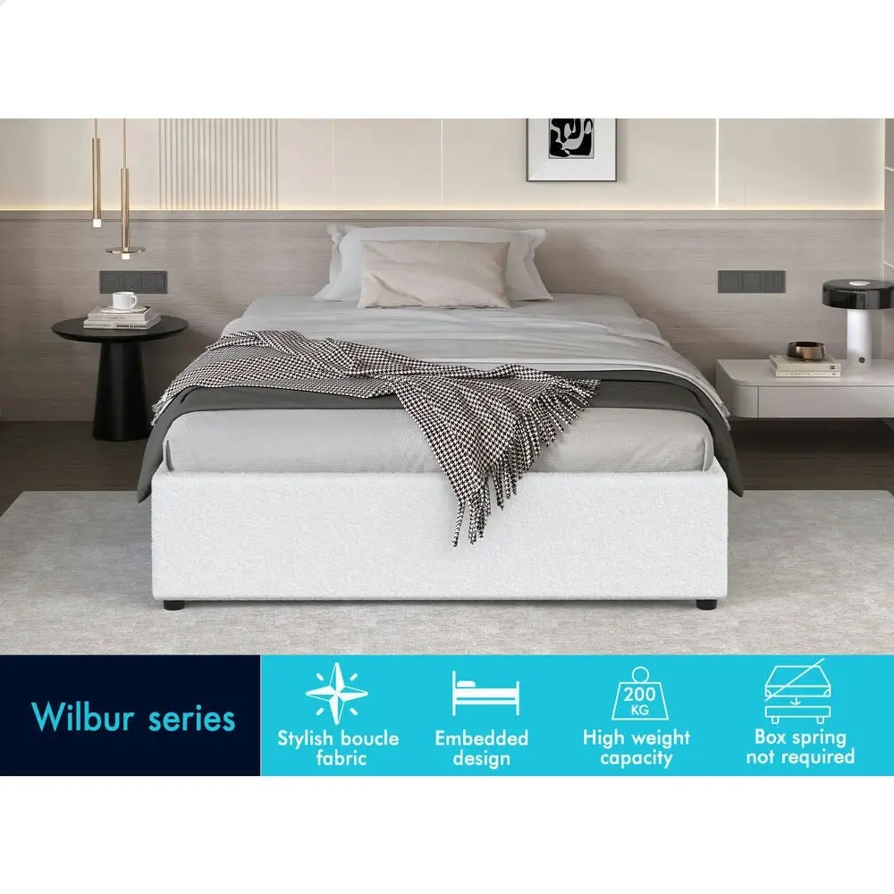 Alfordson Bed Frame King Single Gas Lift Storage Mattress Base Boucle WILBUR