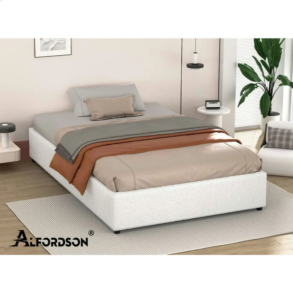 Alfordson Bed Frame King Single Gas Lift Storage Mattress Base Boucle WILBUR