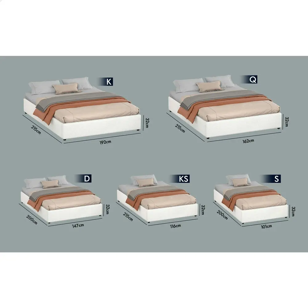 Alfordson Bed Frame King Single Gas Lift Storage Mattress Base Boucle WILBUR