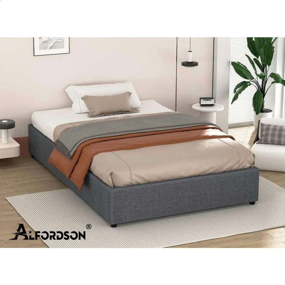 Alfordson Bed Frame King Single Gas Lift Storage Mattress Base Grey WILBUR