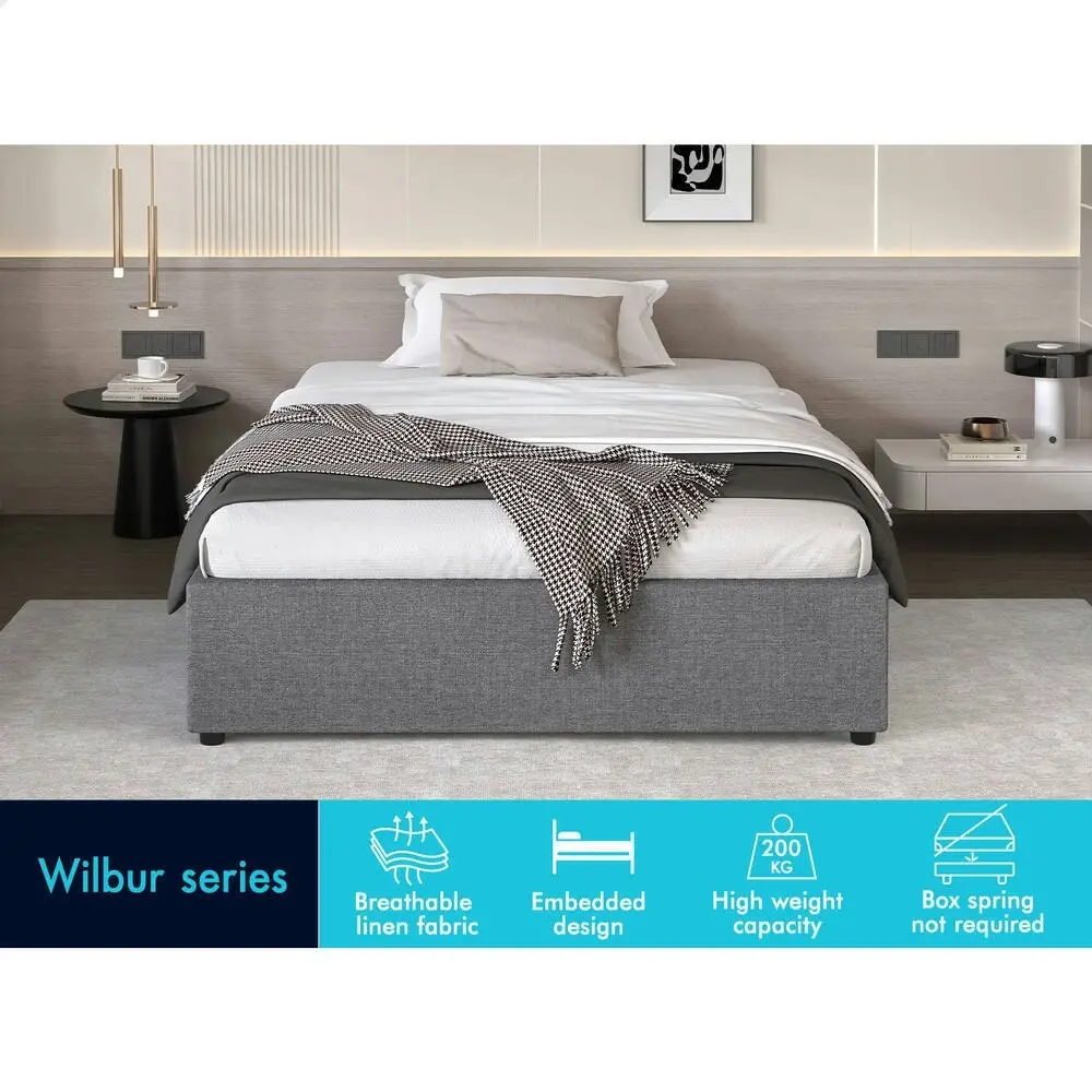 Alfordson Bed Frame King Single Gas Lift Storage Mattress Base Grey WILBUR