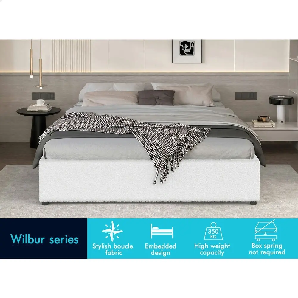 Alfordson Bed Frame King Size Gas Lift Storage Mattress Base Boucle WILBUR