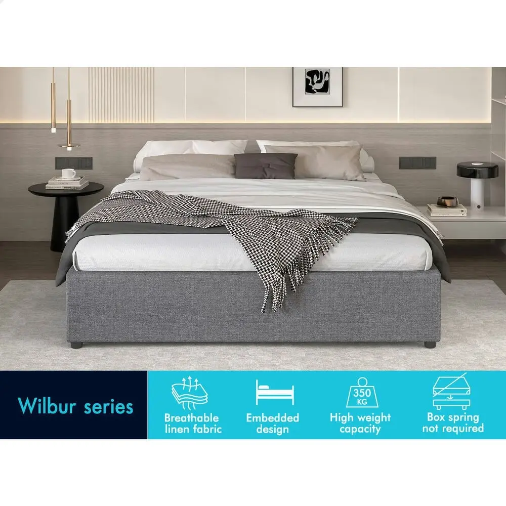 Alfordson Bed Frame King Size Gas Lift Storage Mattress Base Grey WILBUR