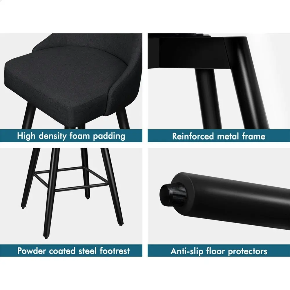 Alfordson 4x Swivel Bar Stools Kitchen Dining Chair Cafe Metal All Black