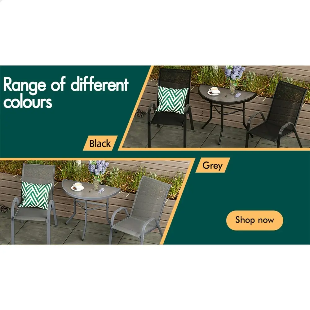 Alfordson 3PCS Outdoor Furniture Patio Table and Chairs Garden Bistro Set Grey