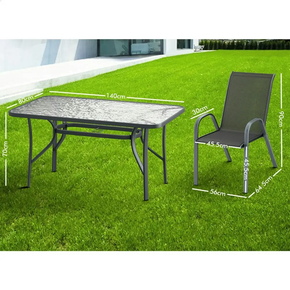 Alfordson 7PCS Outdoor Dining Set Patio Table and Chairs Garden Furniture Grey