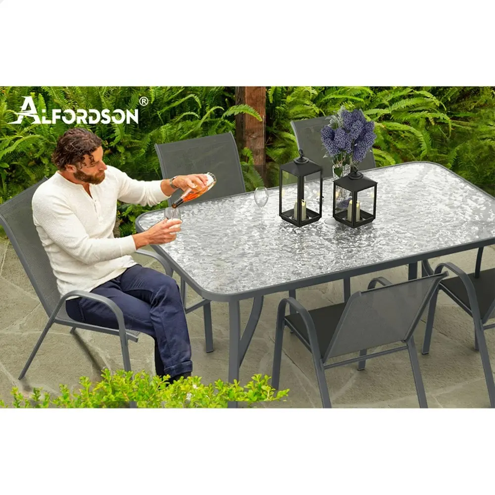 Alfordson 7PCS Outdoor Dining Set Patio Table and Chairs Garden Furniture Grey