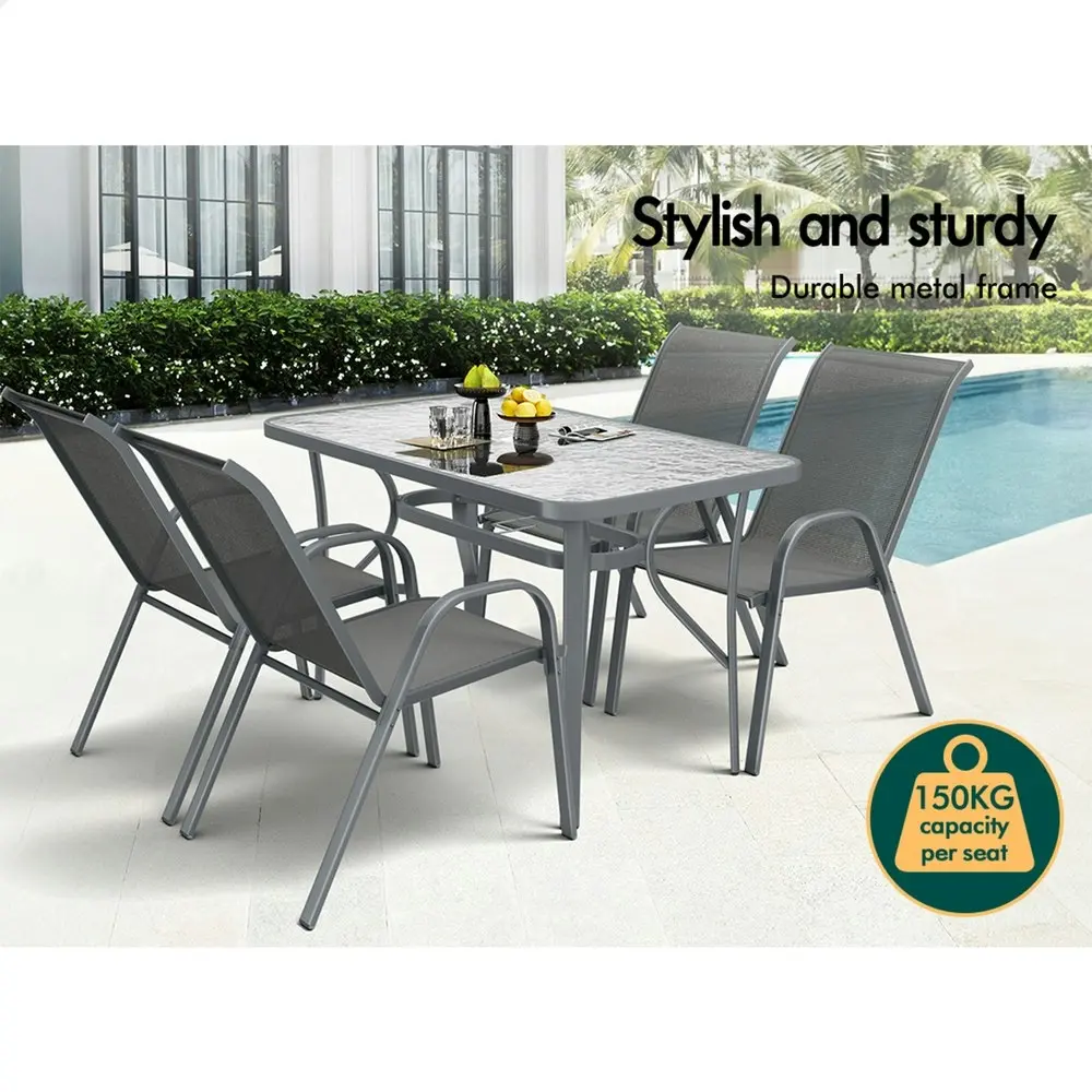 Alfordson 5PCS Outdoor Dining Set Table and Chairs Grey